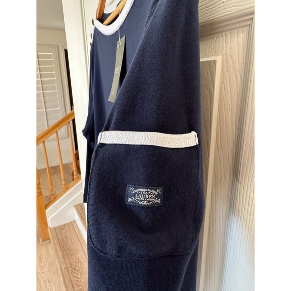 NEW Lauren Ralph Lauren Classics Navy Blue Boatneck Top Woman's Size 2X Nautical - Picture 4 of 10